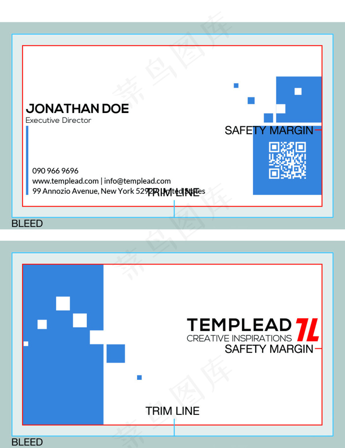 浅蓝色的名片设计PSD分层源文件