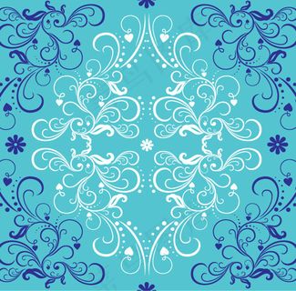 蓝色与白色的花装饰矢量