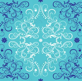 蓝色与白色的花装饰矢量