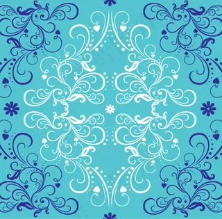 蓝色与白色的花装饰矢量