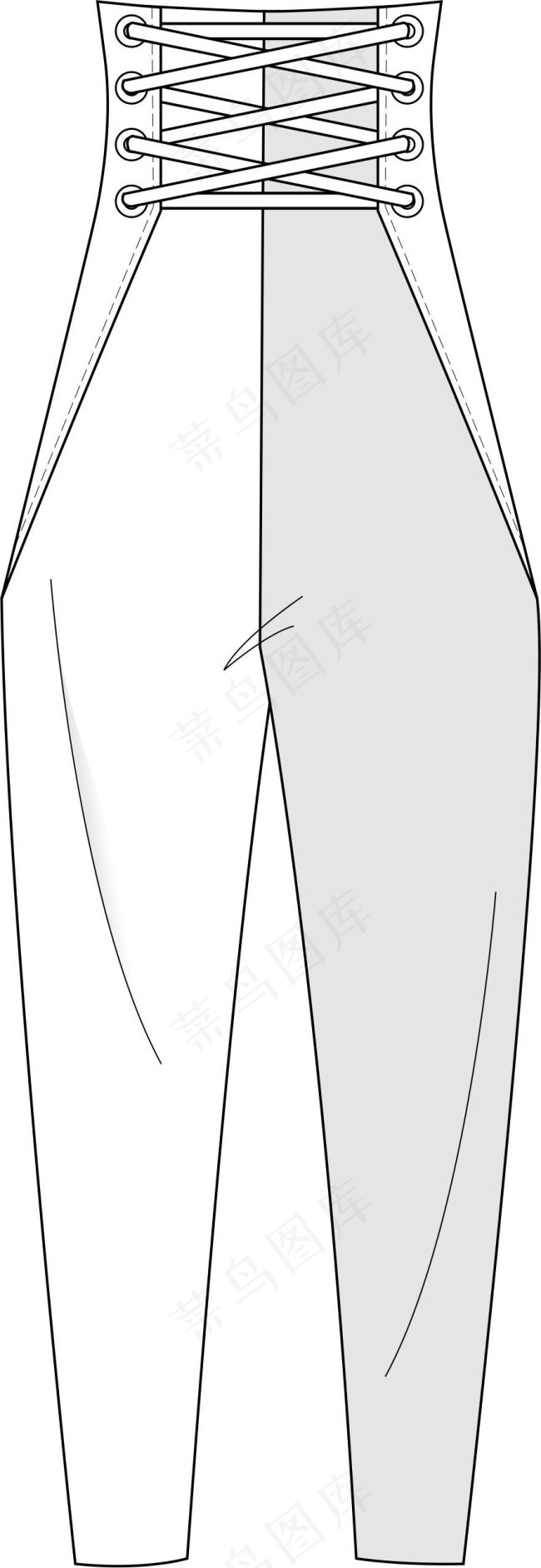 多重系带高腰裤