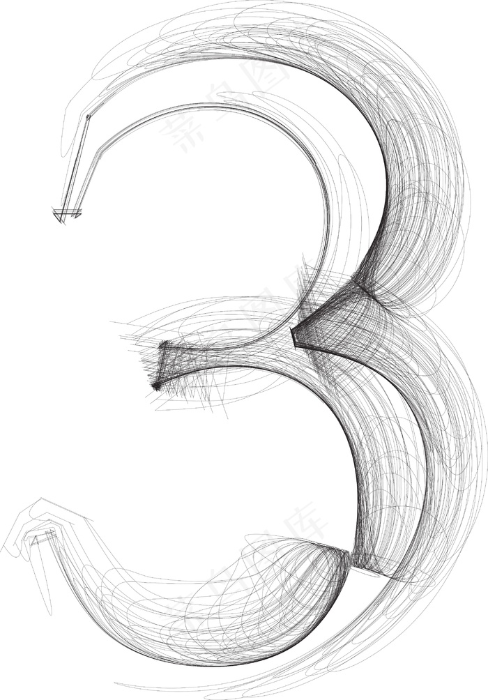 手绘插画矢量字体3号eps,ai矢量模版下载