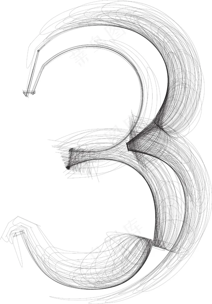 手绘插画矢量字体3号eps,ai矢量模版下载
