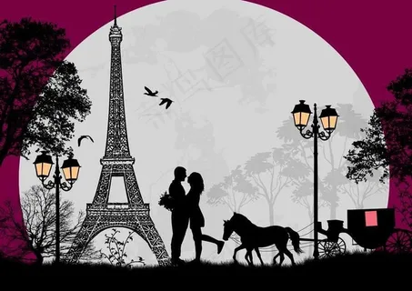 夜晚浪漫情侣图片