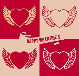 情人节4款心与翅膀