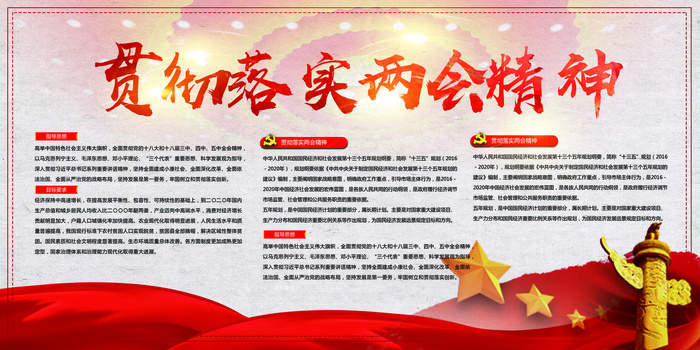 2017红色贯彻落实两会精神海报设...