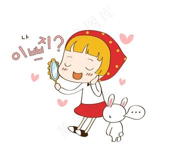 照镜子的女孩图片