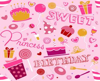 粉色生日插画矢量素材
