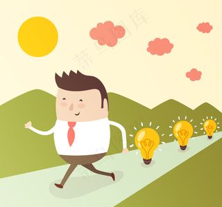 矢量人物男子与灯泡矢量素材