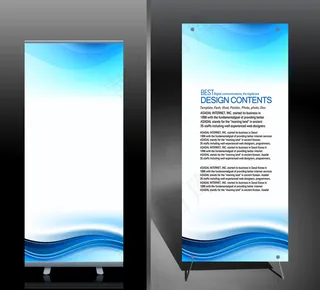 蓝色动感艺术x展架易拉宝PSD模板...