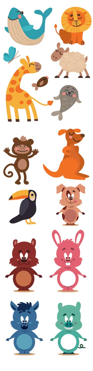 可爱手绘卡通小动物ai矢量素材