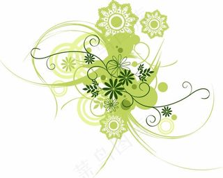 春天绿色背景矢量花素材