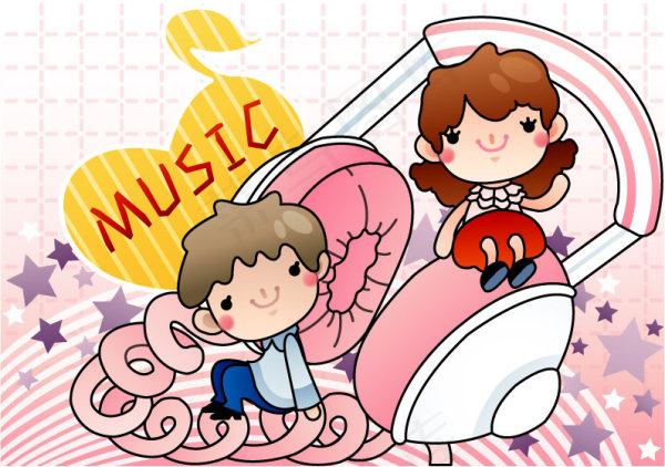 卡通音乐插画05—矢量素材