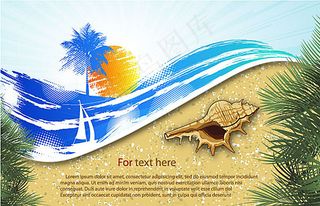 海滩风景插画