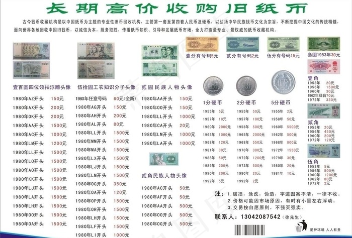 长期高价收购旧纸币cdr矢量模版下载