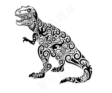 恐龙剪影剪纸插画动物素材分层