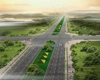 马路景观鸟瞰图