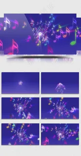 彩色音符立体空间穿梭LED舞台背景