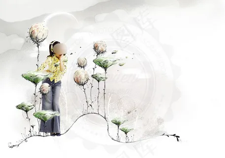 植物花卉插画与美女等PSD分层素材 植物花卉插画与美女等PSD分层素材