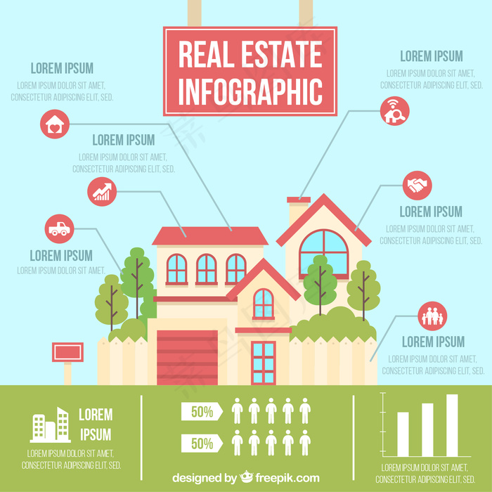 漂亮的房子房地产信息图表