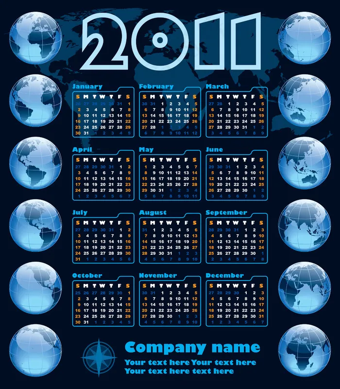 兔子的2011向量的日历年eps,ai矢量模版下载