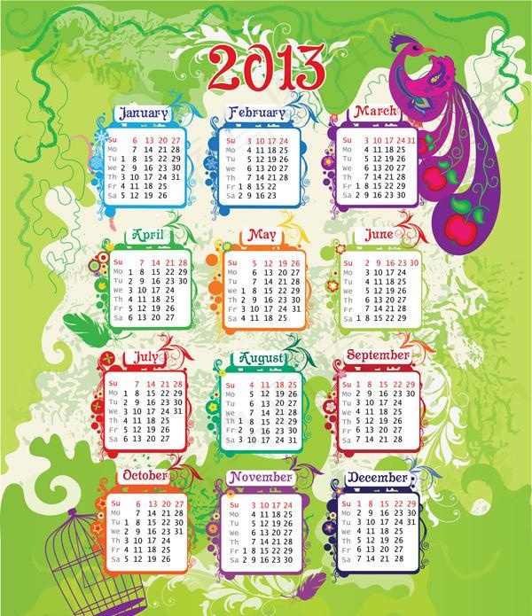 2013蛇年日历ai矢量模版下载