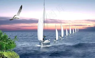 帆船与海