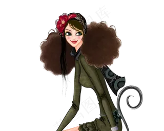 时尚卡通美女素材分层大图