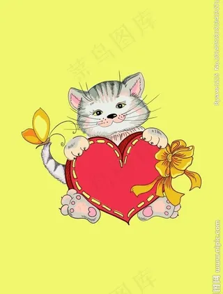 桃心与小猫图片
