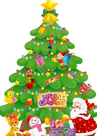 挂满礼物的圣诞树psd素材