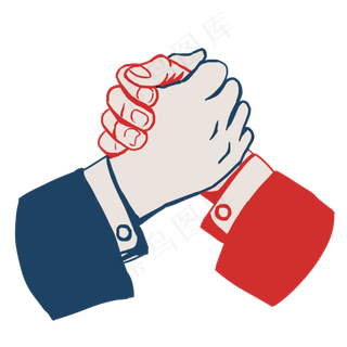 握手双色商务合作抽象填充写意握手双色商务合作抽象填充写意