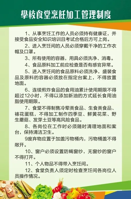 学校食堂烹饪加工管理制度cdr矢量模版下载