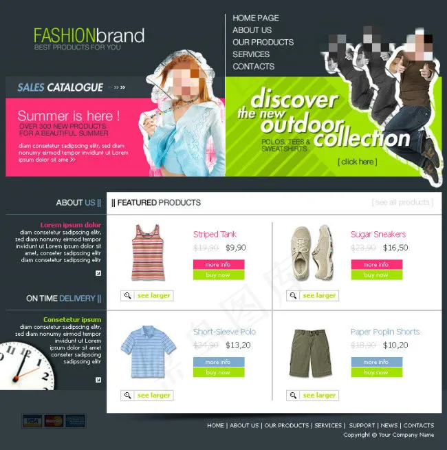 时尚服装网页psd素材psd模版下载