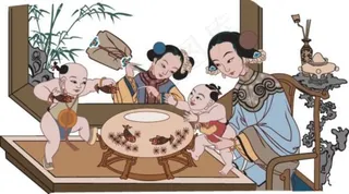 中国传统母子图矢量素材