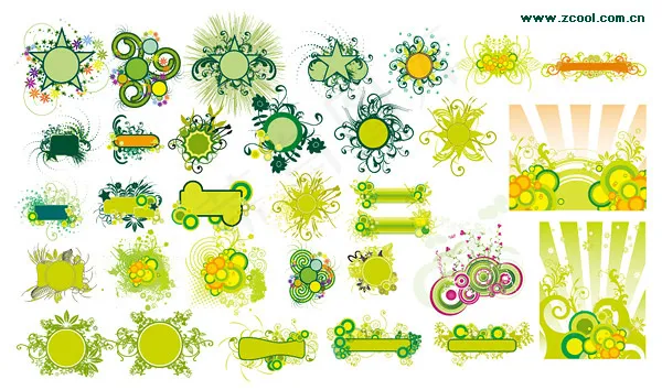 32款绿色时尚花纹矢量素材ai矢量模版下载