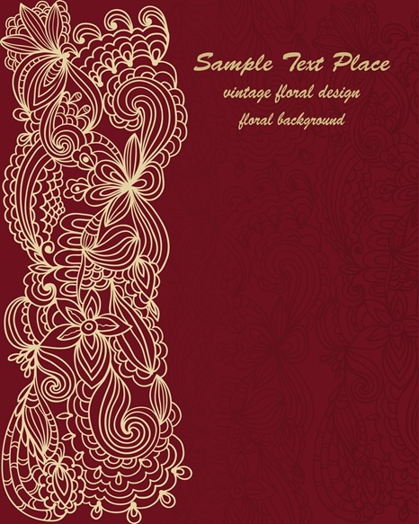 复古花纹线稿包装矢量素材