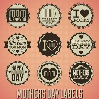 母亲节圆形标签