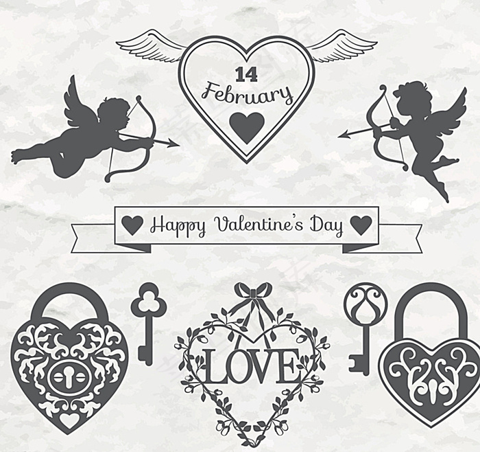 复古情人节元素图片