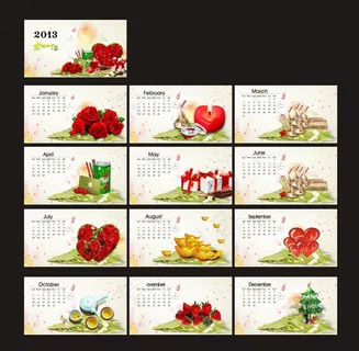 2013年时尚台历设计矢量素材