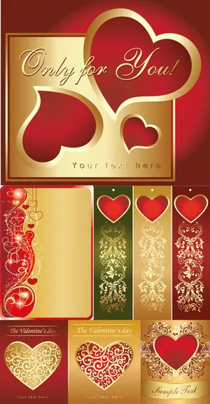 金边爱心花纹背景矢量素材 金边爱心花纹背景矢量素材