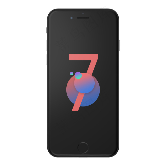 立体正面角度黑色苹果iphone手机样机