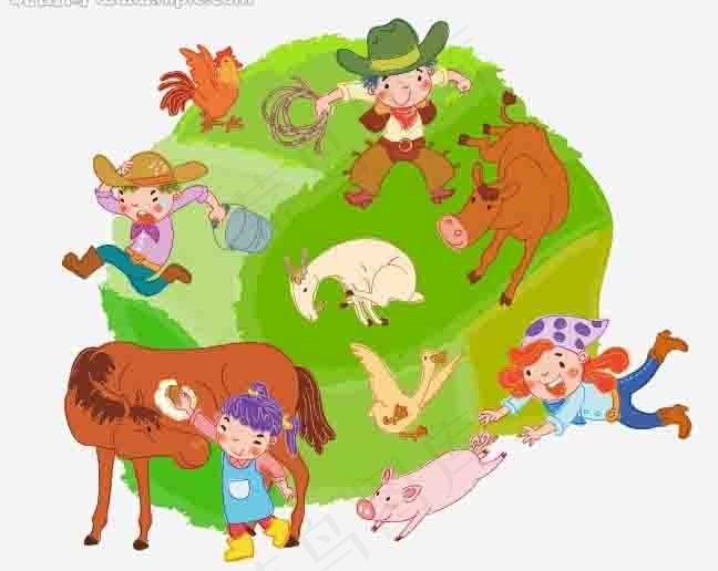 手绘儿童插画图片ai矢量模版下载