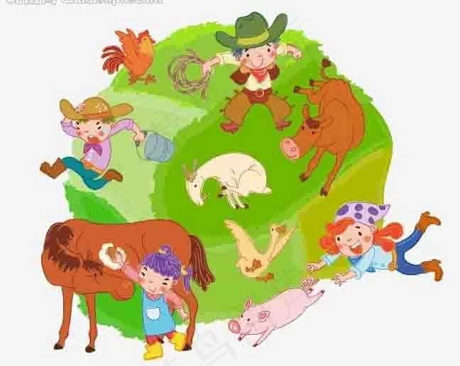 手绘儿童插画图片ai矢量模版下载