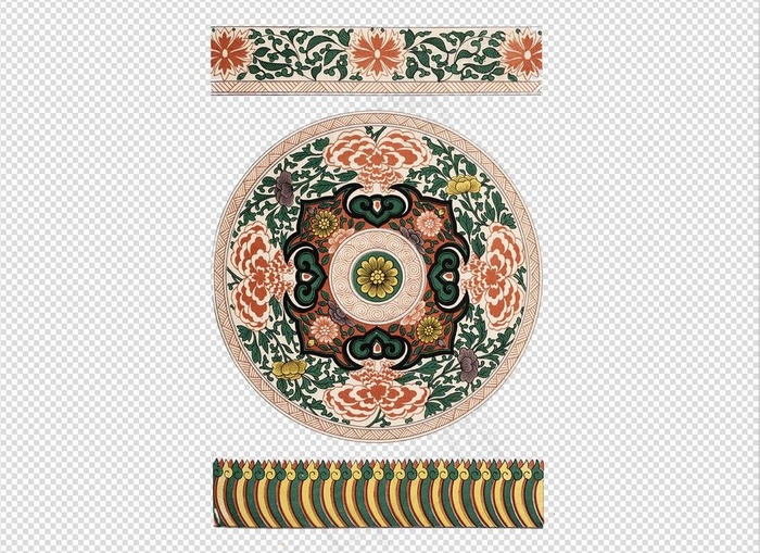唯美免扣手绘花朵复古图腾背景墙素材...