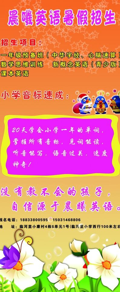 晨曦英语暑假招生展架图片(2267X5102(DPI:72))psd模版下载