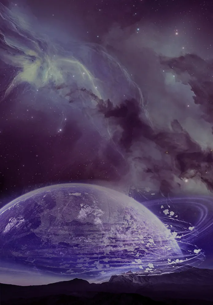 暗黑神秘璀璨星空图片psd模版下载