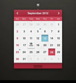 红白简约手机日历界面UI设计素材