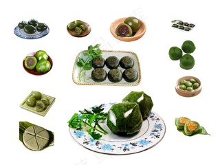 多款可口清明果艾叶果元素