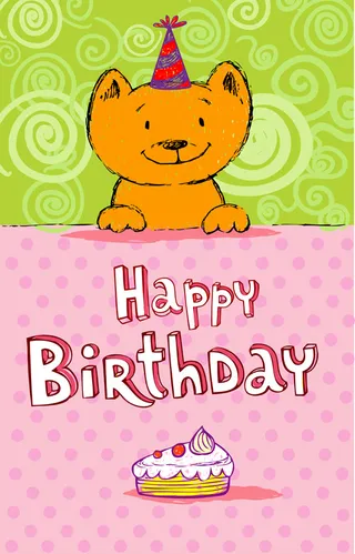 可爱的猫生日贺卡创意矢量素材01