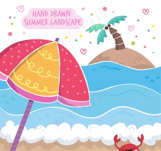 卡通夏季风景元素